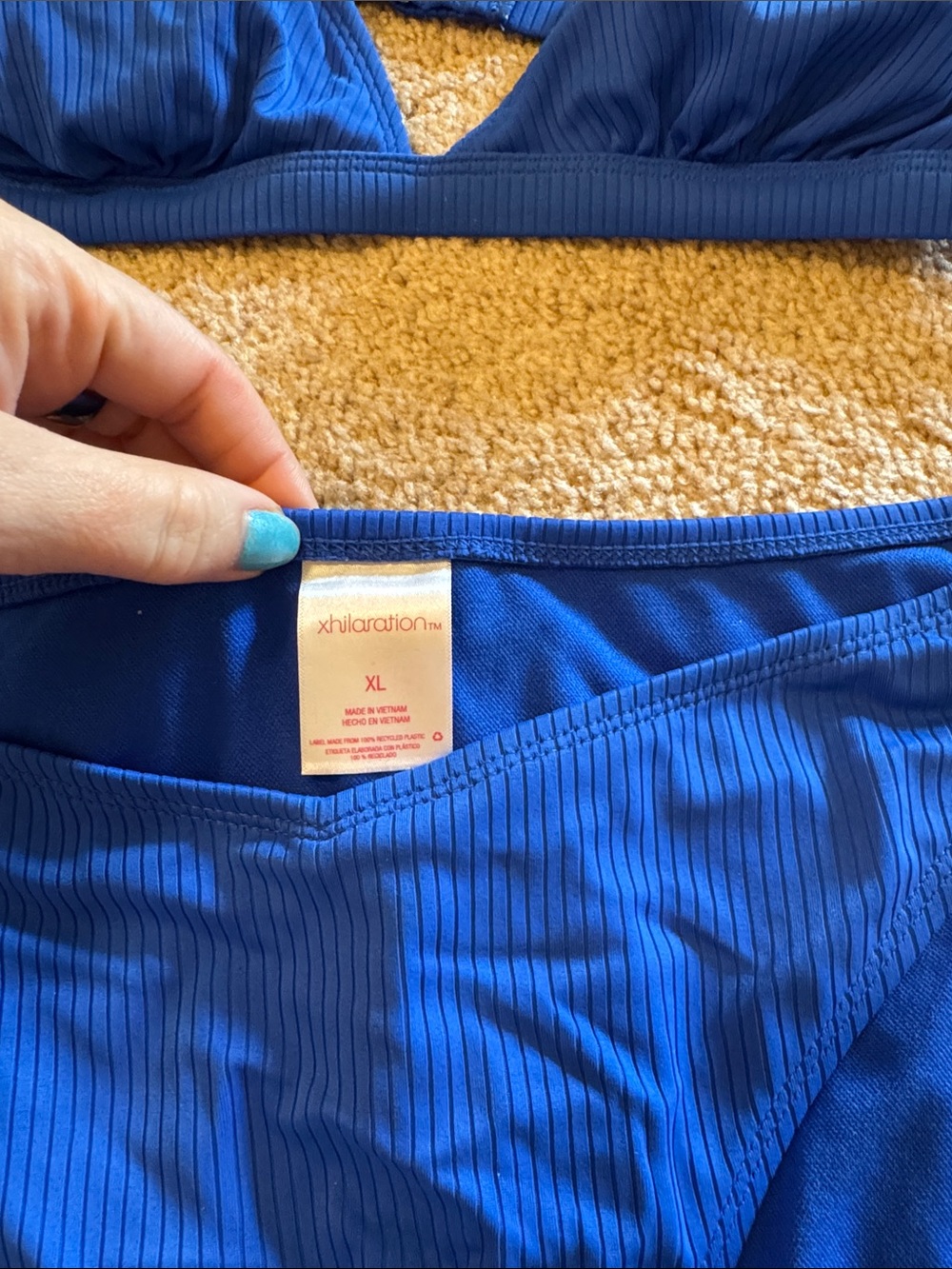 Royal Blue Ribbed Bikini Set - Picture 3 of 7